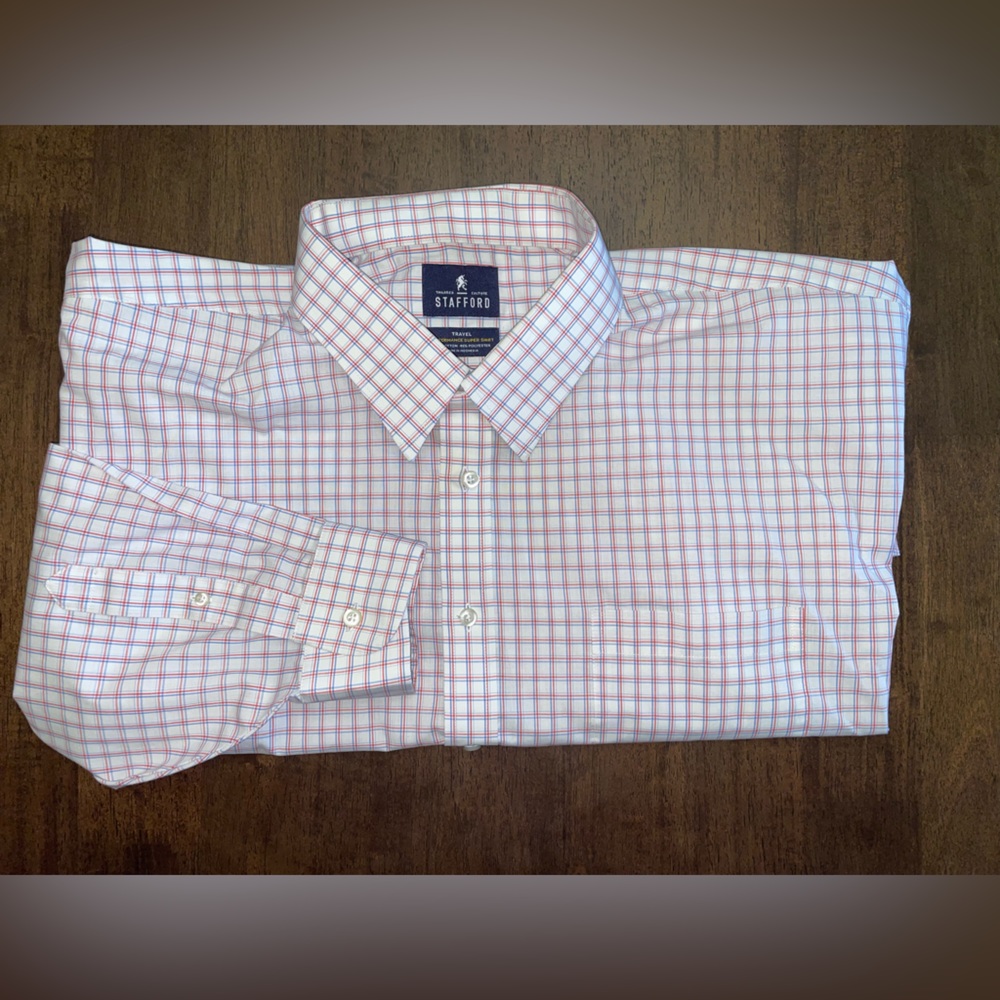 Stafford Button Front Dress Shirt Sz: 19 (34-35) Long-sleeve.